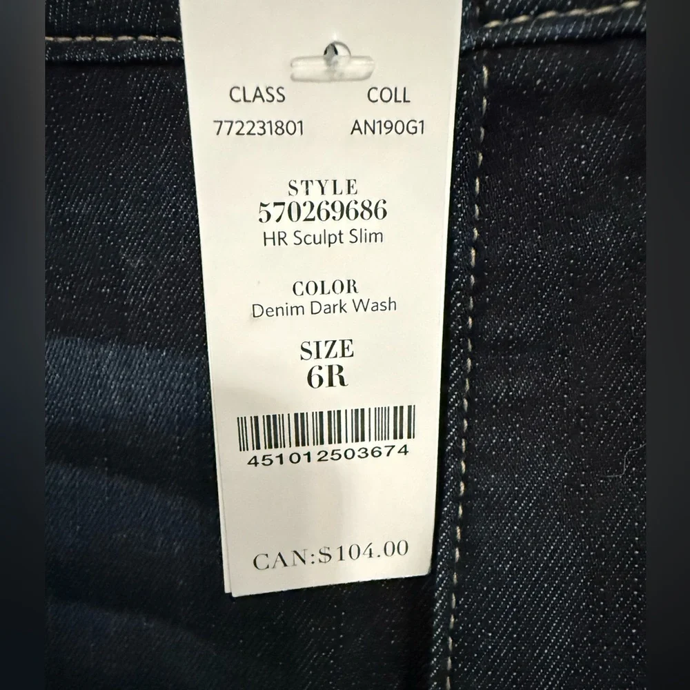 White House Black Market Brand New High Rise Slim Dark Wash Jeans - Picture 5 of 9